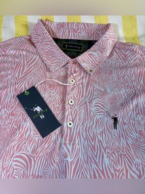 William Murray Golf Pink & White Zebra-Print Polo